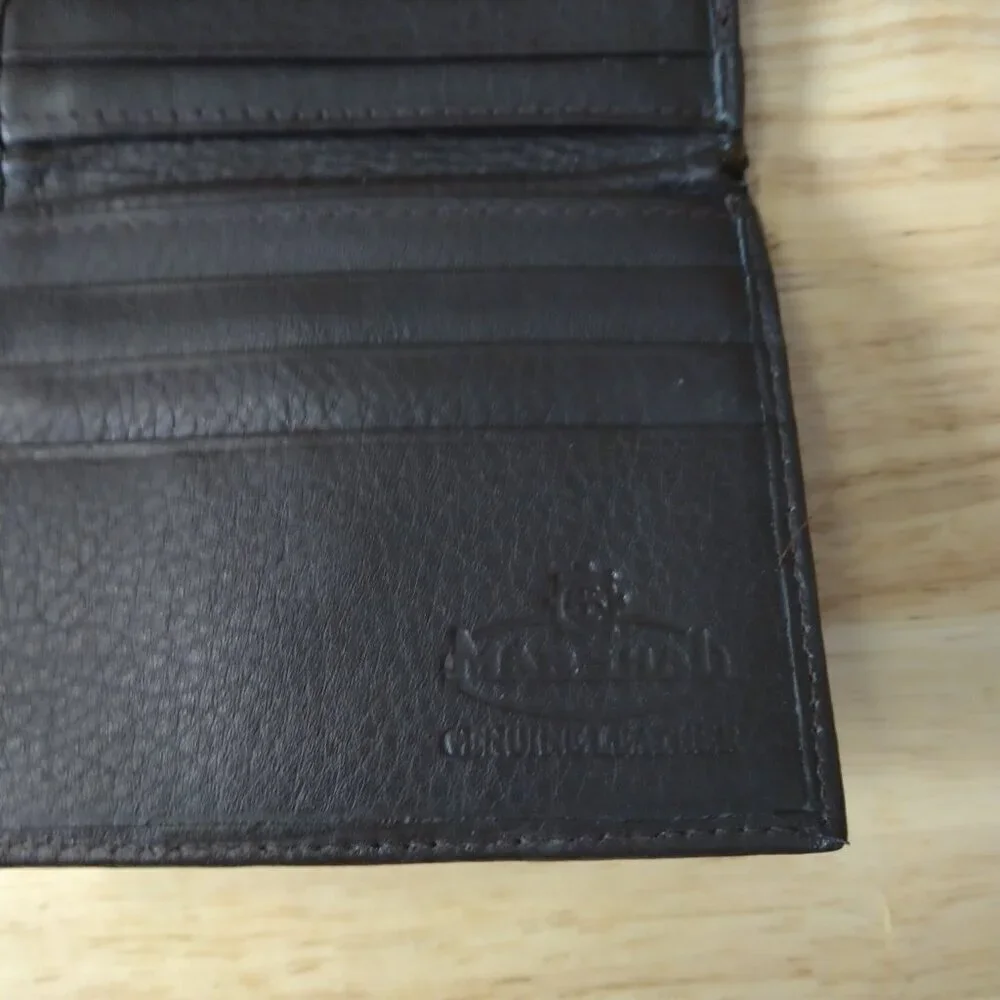 Marshal Men's Brown Genuine Leather Bifold Card Wallet Snap Closure Change